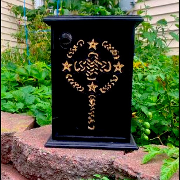 Wooden Apothecary Cabinet Witch Celtic Cross - 3 Shelf Altar Cwbinet